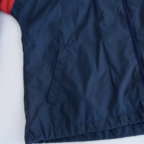 Vintage Brooks Red Navy Zip Waterproof Nylon Stowaway Hood Windbreaker Jacket  M - Picture 8 of 11